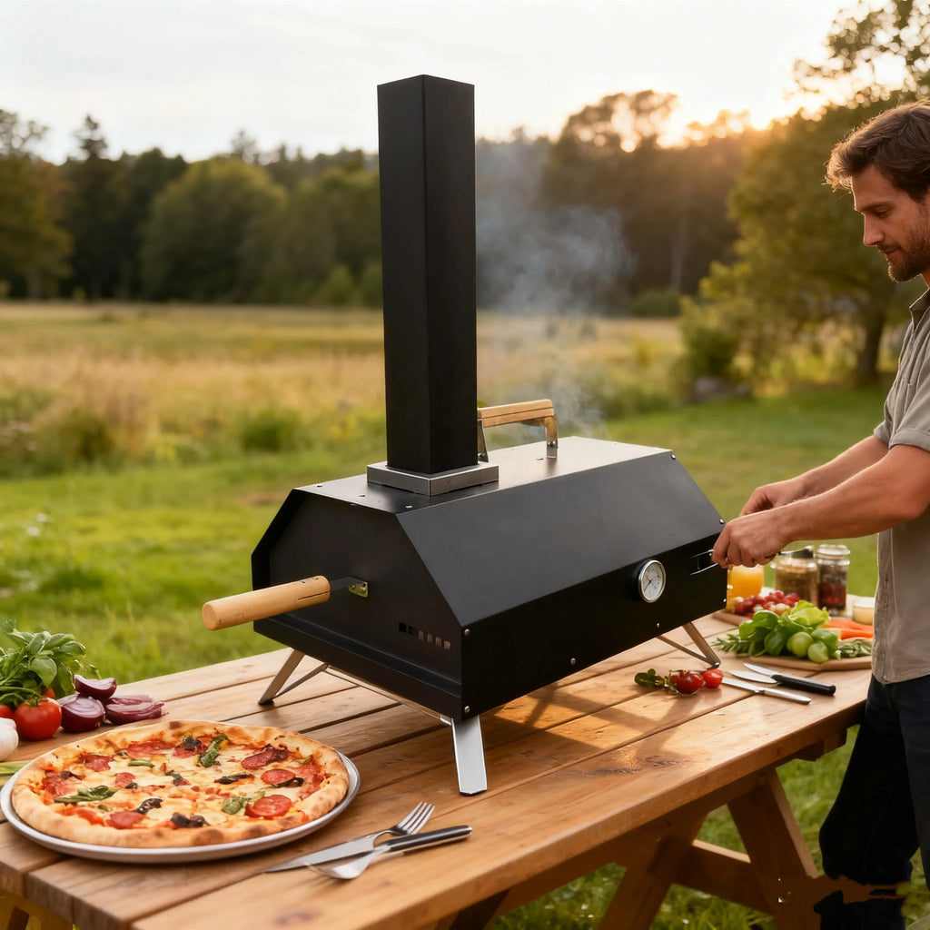 Flash Sale Item Modern Portable Iron Wood Pellet Pizza Oven with Outdoor BBQ Grill Powder Coated for Backyard Baking Promotion