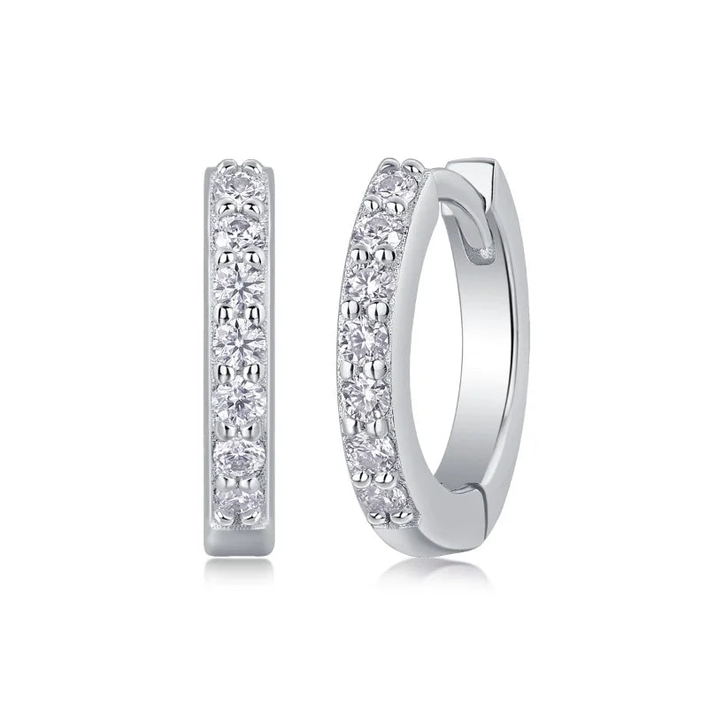 E13083 Christmas Present Jewelry Chunky Sterling Silver 925 Romantic Moissanite Earrings Women Fashion Jewelry Hoop Earrings