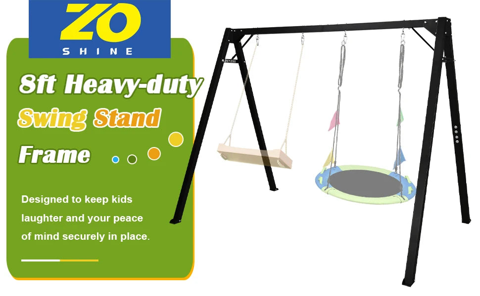 Zoshine 8ft Heavy Duty Metal Double Swing Send Long Time Outdoor Use for Courtyard Enjoyment