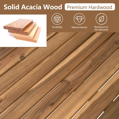 4-Piece Modern Solid Acacia Wood Outdoor Patio Sofa Set with Coffee Table Waterproof Cushions Beige