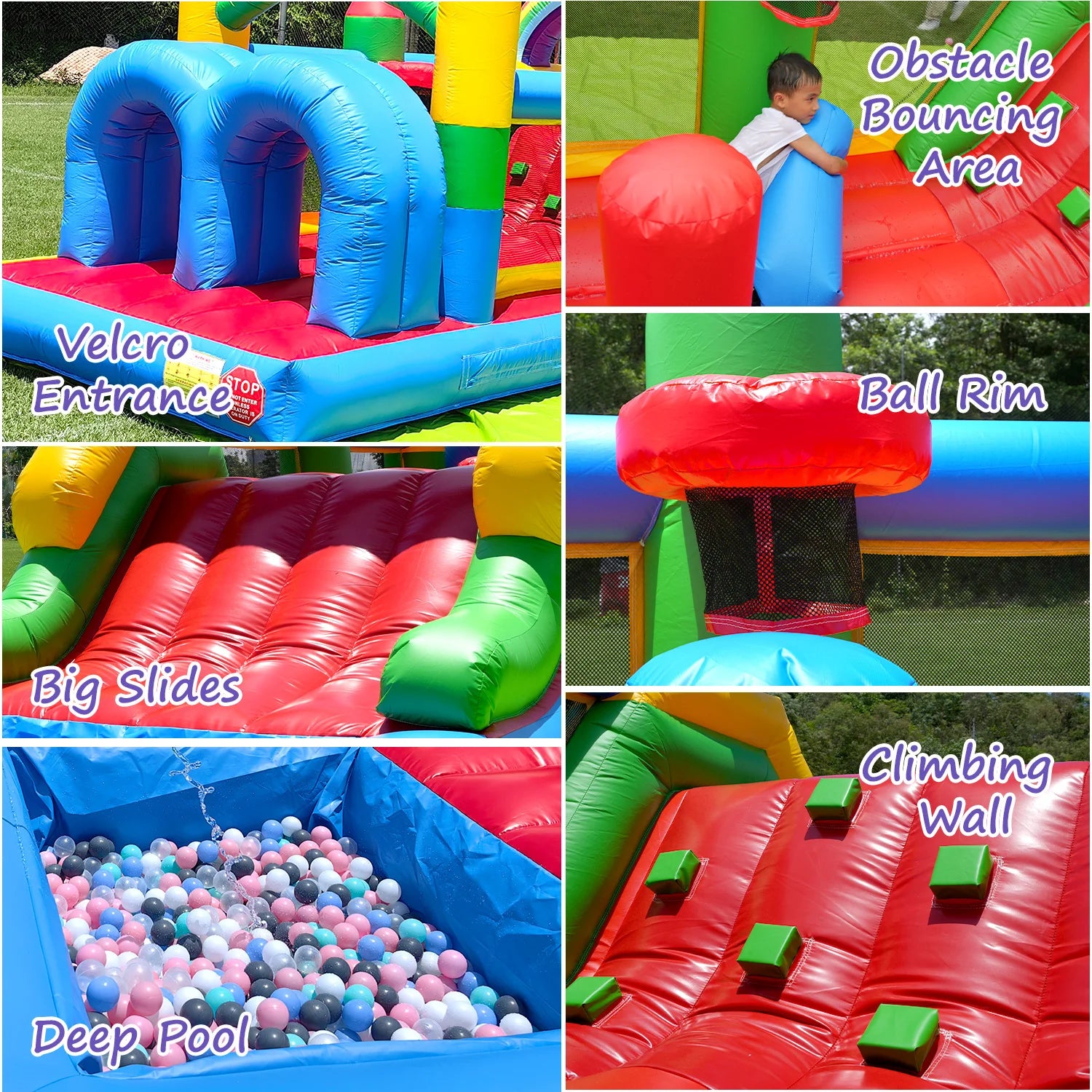 Outdoor Party PVC  Inflatable Bouncer House Combo Obstacle Course Bouncy Castle with Slide,Bounce Area,Ball Pit,Obstacle,Climb