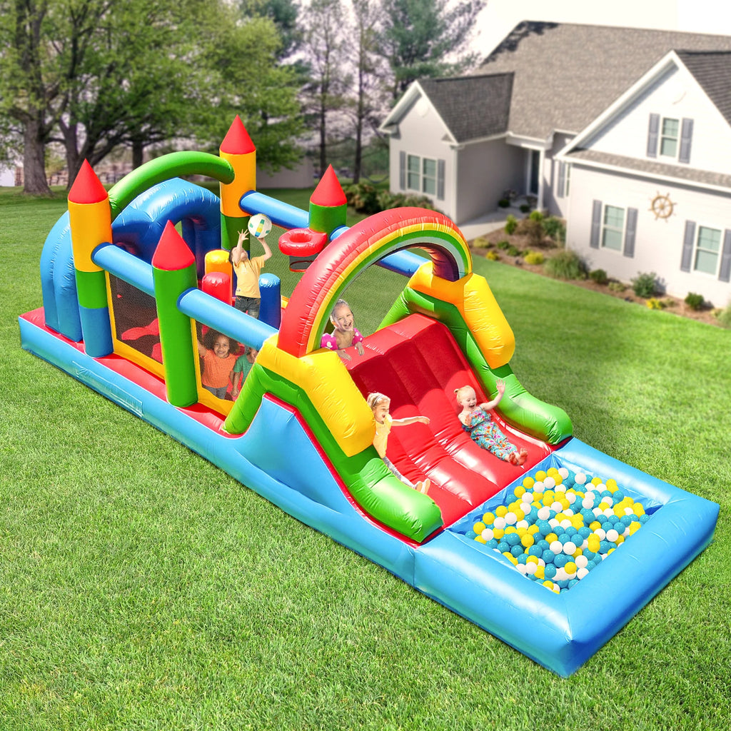 Outdoor Party PVC  Inflatable Bouncer House Combo Obstacle Course Bouncy Castle with Slide,Bounce Area,Ball Pit,Obstacle,Climb