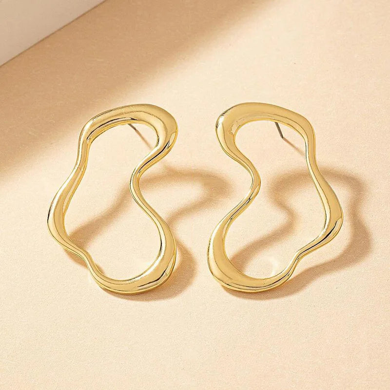 Mona Gennaro Gold Plated Stud Earrings Minimalist Design Unisex Everyday Wear Yellow Gold Jewelry