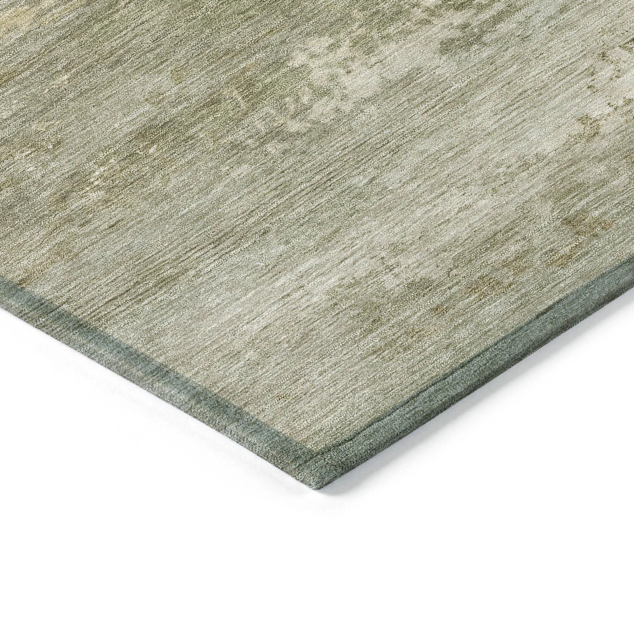 HMS 5' X 8' Abstract Indoor Outdoor Area Rug Beige and Fern Green Washable Carpet