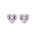 E1128 Heart Shape Blue Diamond Stud Earrings Claw Setting Women's Romantic Crystal Jewelry