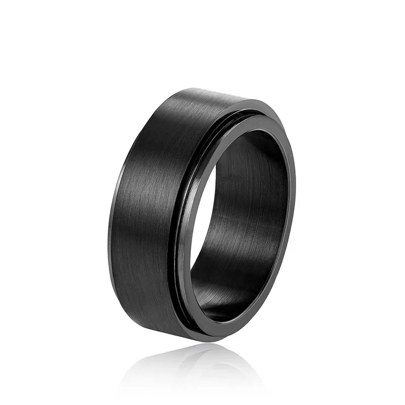 Dj055 Tungsten Men's Wedding Band Plain Black Rotating Design Engagement Fashion Jewelry 8mm Width No Stone