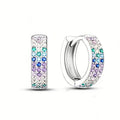 Trendy White Silver Plated Zinc Alloy Huggie Earrings with Crystal Rhinestone Inlay for Women Party Jewelry Fashion Accessories