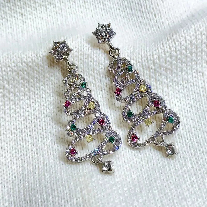 Luxury Diamond Earrings White Gold E3445 Round Brilliant Cut Natural Diamonds with Emerald Cut Side Stones Women's Party Jewelry