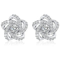 White Gold Diamond Earrings Round Brilliant Cut G Color Natural Diamonds Romantic Style Women's Wedding Jewelry Silver Base