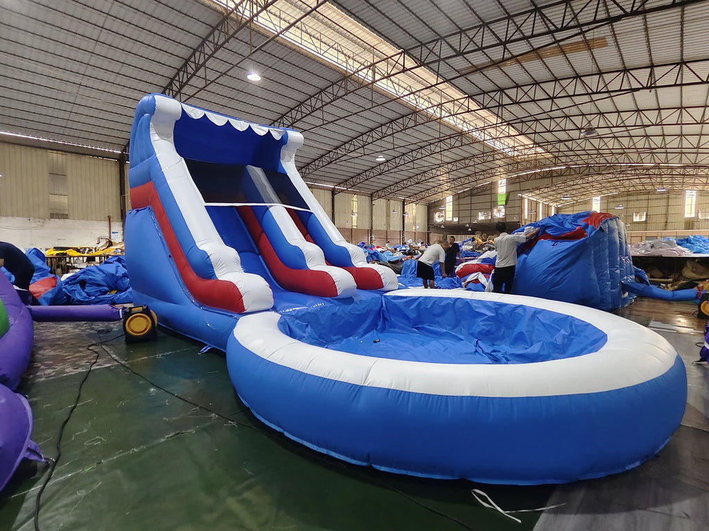 Factory Direct Commercial Grade PVC Backyard Outdoor Kids Adults Inflatable Water Slide with Splash Pool and Blower