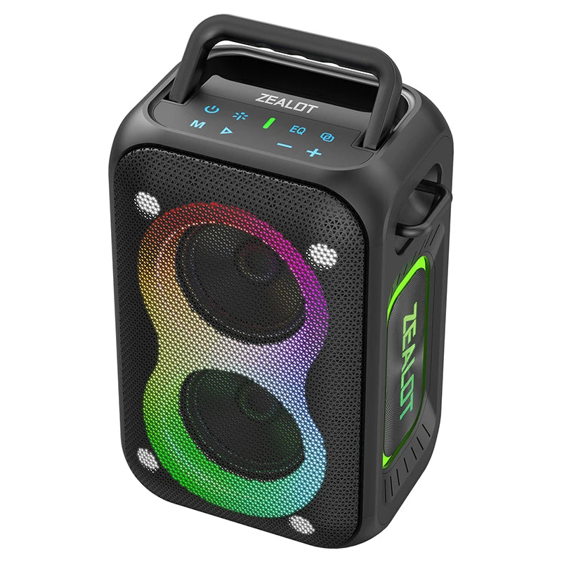 ZEALOT PT02 60W Powerful Blue Tooth Speaker with LED Lights, Deep Bass, IPX6 Waterproof, Outdoor Party Speaker