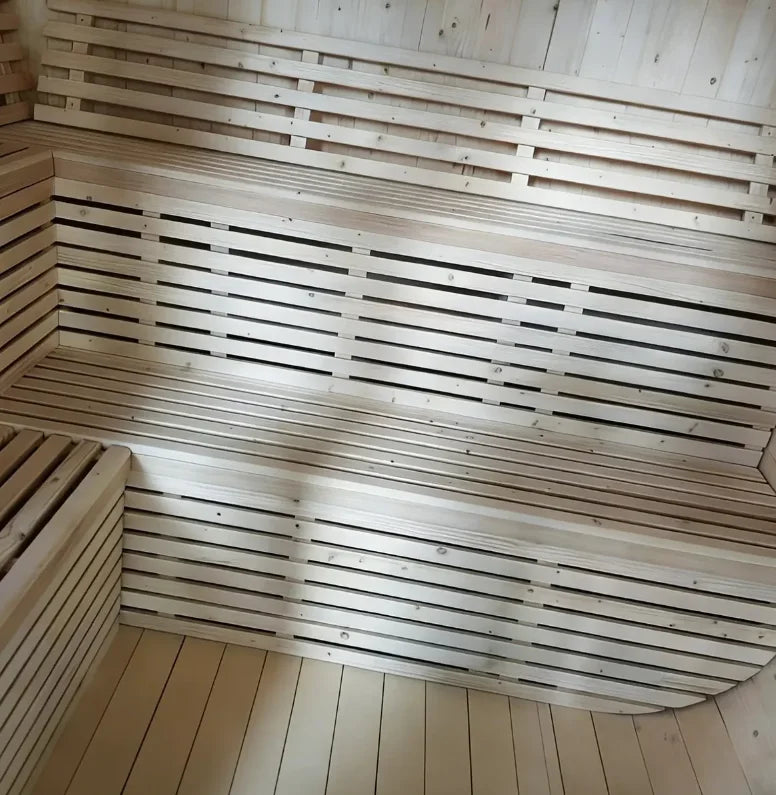 US Warehouse 4-6 Person Outdoor Square Traditional White Pine Steam Sauna with Tempered Glass & Weatherproof Roof