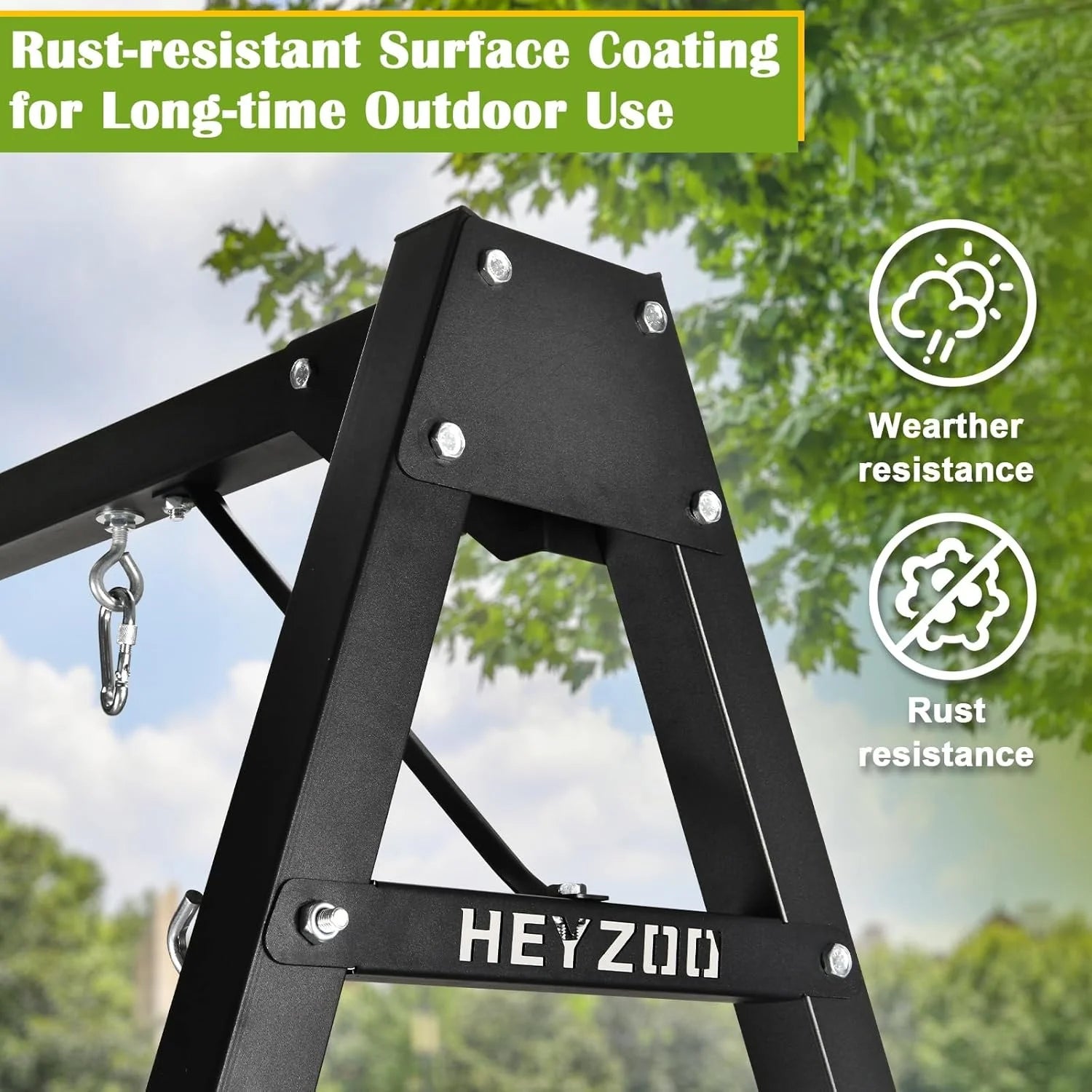 Zoshine 8ft Heavy Duty Metal Double Swing Send Long Time Outdoor Use for Courtyard Enjoyment