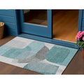 HMS 3' X 5' Abstract Indoor Outdoor Area Rug Teal Blue and Gray Washable Carpet