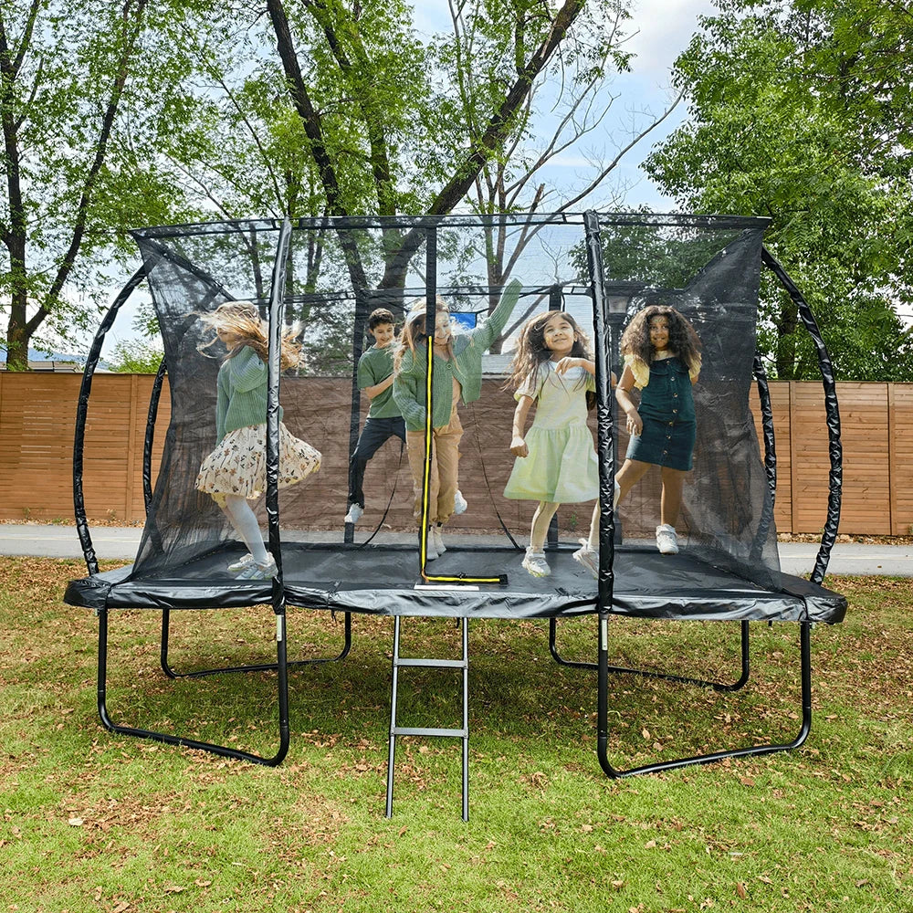 Zoshine 8x12FT Backyard Rectangle Jumping Trampoline Outdoor Garden Trampoline with Full Safety Enclosure