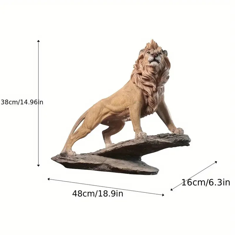 19-Inch Majestic Lion Statue for Outdoor Decor - Realistic Glass Artwork with Lifelike Mane & Expressive Eyes, Perfect for Yards