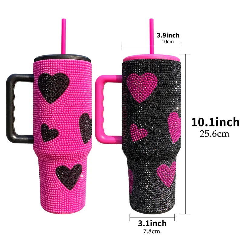 Us Warehouse 40 OZ Sparkle Rhinestone Shatterproof Travel Mug 40OZ insulated Tumbler for Home Office Outdoor Daily Use
