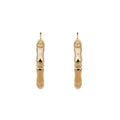 Golden Bamboo Hoop Earrings with Pearl 18K Solid Gold Unisex Everyday Wear Fine Jewelry