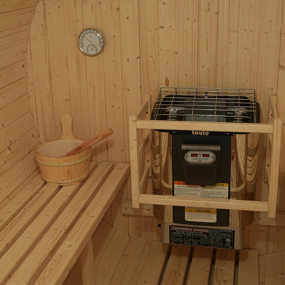 2-4 Person Outdoor Barrel Sauna - Premium White Pine Construction Traditional Dry Steaming Backyard Steam Relaxation Haven