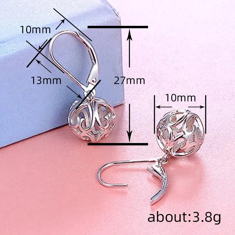 Classic White Gold Ball Drop Earrings For Women Alloy Fashion Jewelry Gift