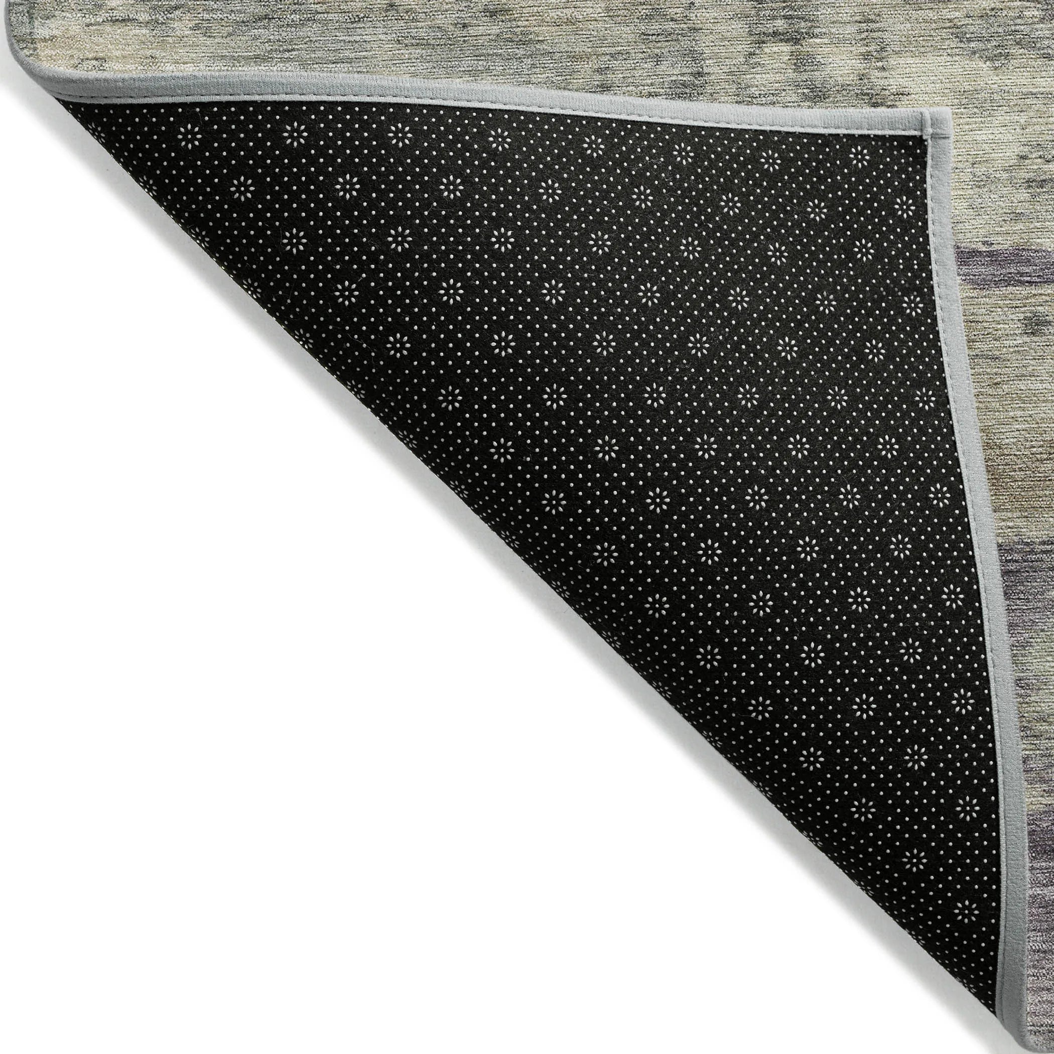 HMS 10' X 14' Abstract Indoor Outdoor Area Rug Sage Gray and Plum Washable Rubber Material