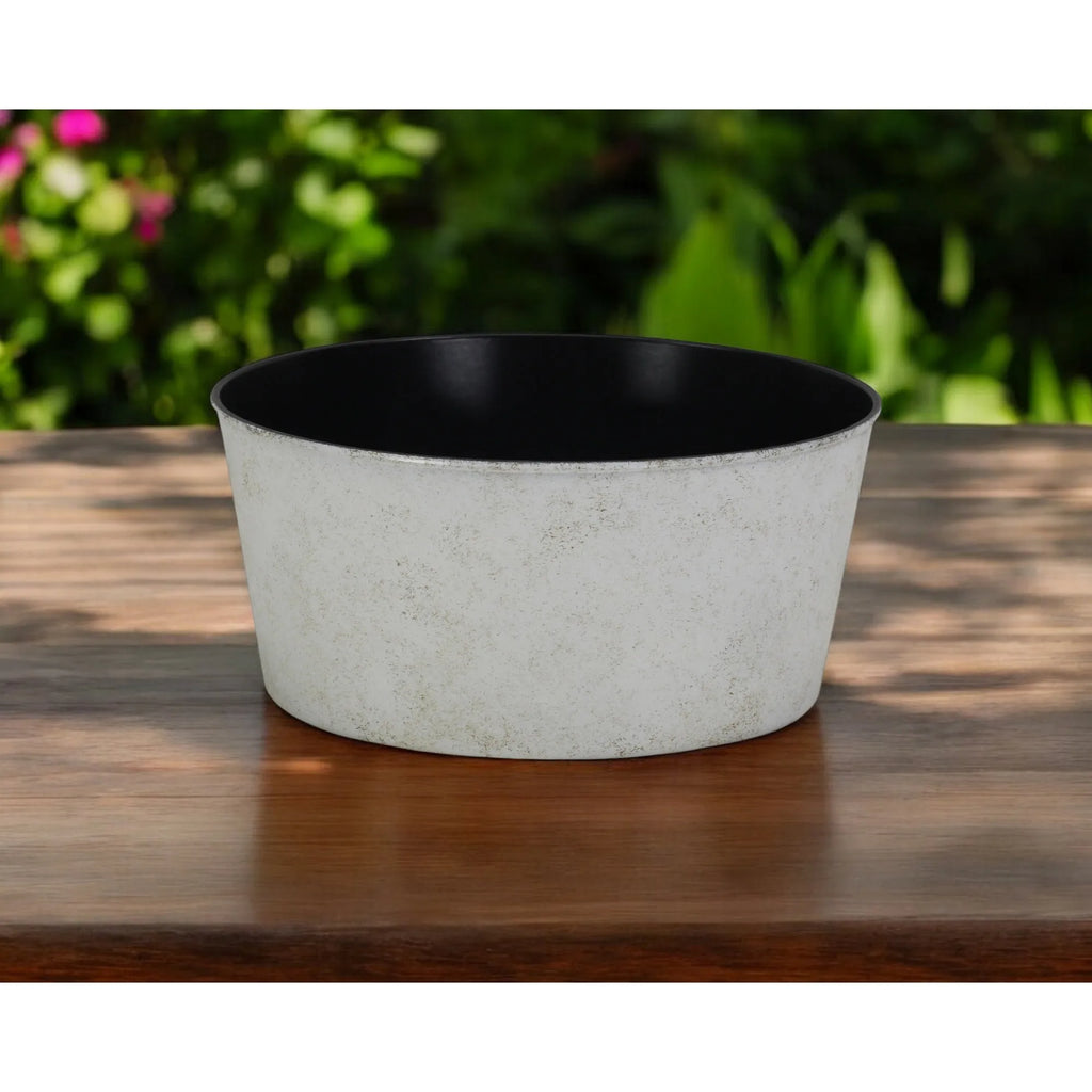 HMS 12\" Cream Recycled Plastic Large Indoor/Outdoor Pot Planter Giant Sheet Size for Floor Shopping Mall Use Atlantic Design