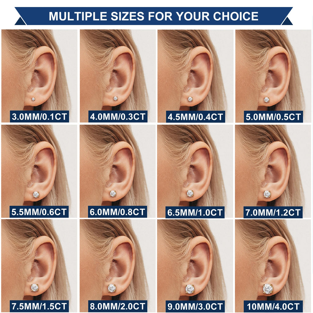 USA Warehouse Luxury Jewelry Classic Screw Back Gold 925 Sterling Silver VVS Moissanite Diamond Stud Earrings for Men Women
