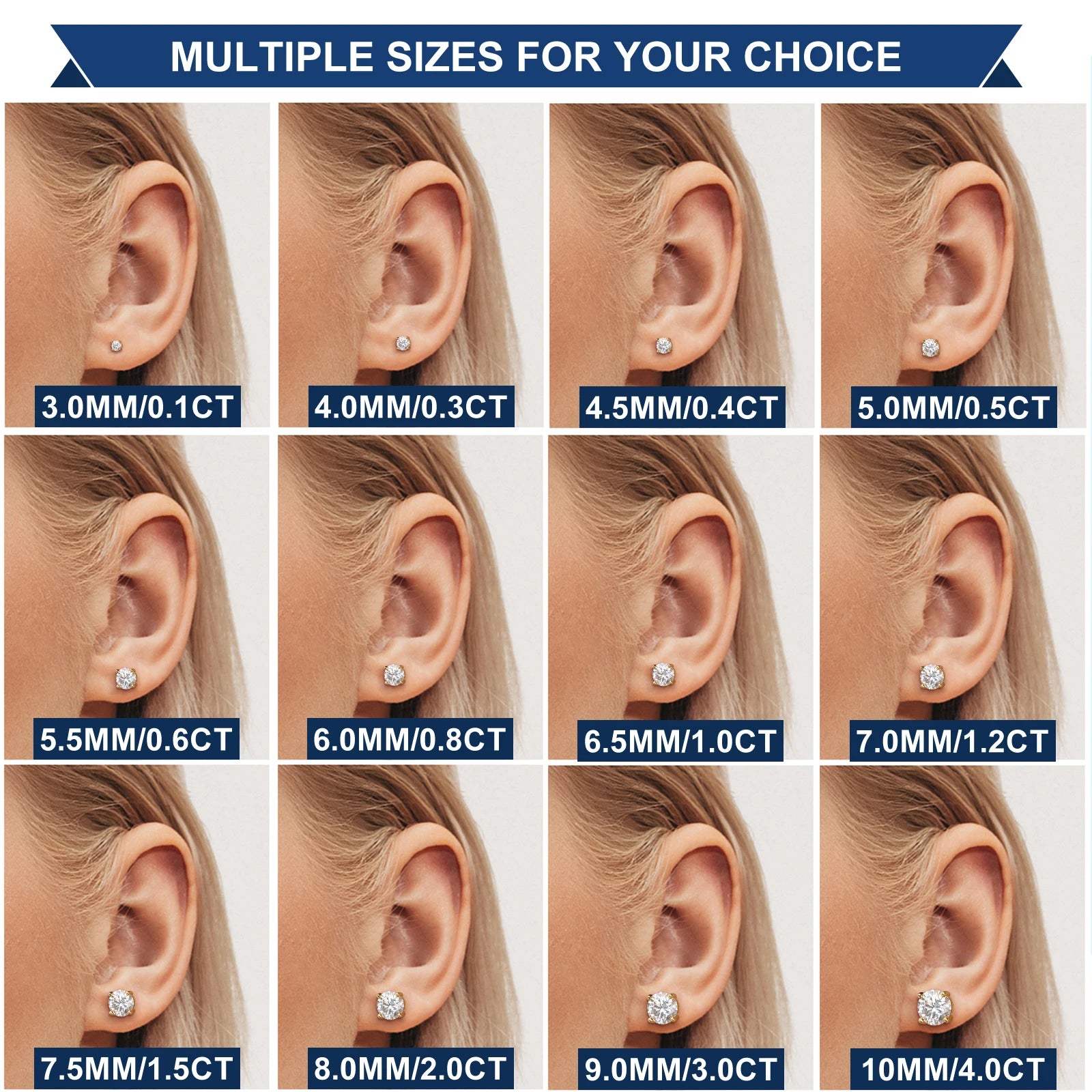 USA Warehouse Luxury Jewelry Classic Screw Back Gold 925 Sterling Silver VVS Moissanite Diamond Stud Earrings for Men Women