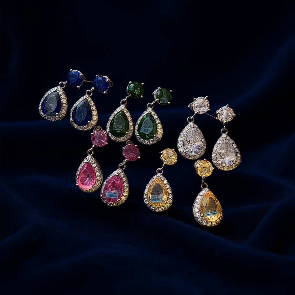 Luxury Water Drop Crystal Earrings For Women 925 Silver Bezel Setting Party Jewelry Yellow Diamond Rhinestone Earrings