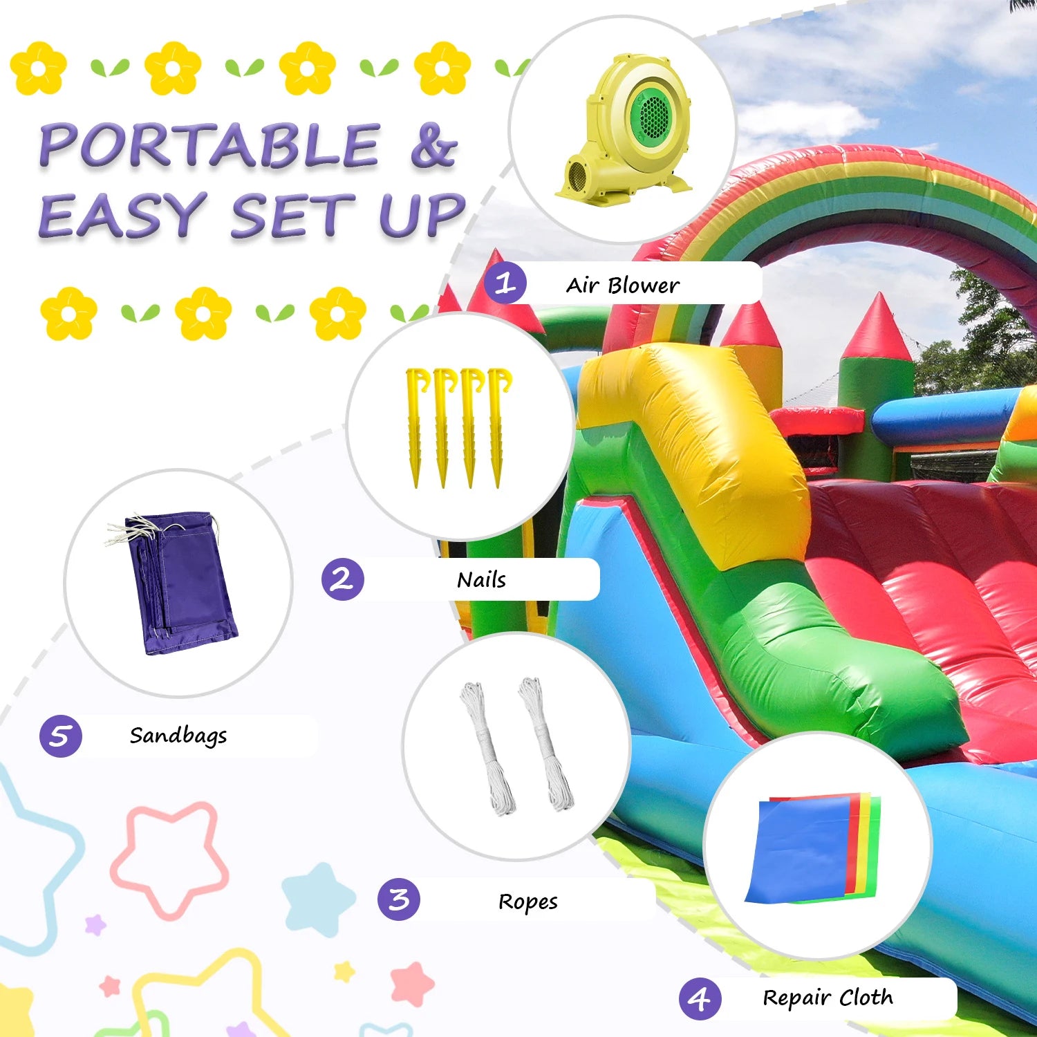 Outdoor Party PVC  Inflatable Bouncer House Combo Obstacle Course Bouncy Castle with Slide,Bounce Area,Ball Pit,Obstacle,Climb