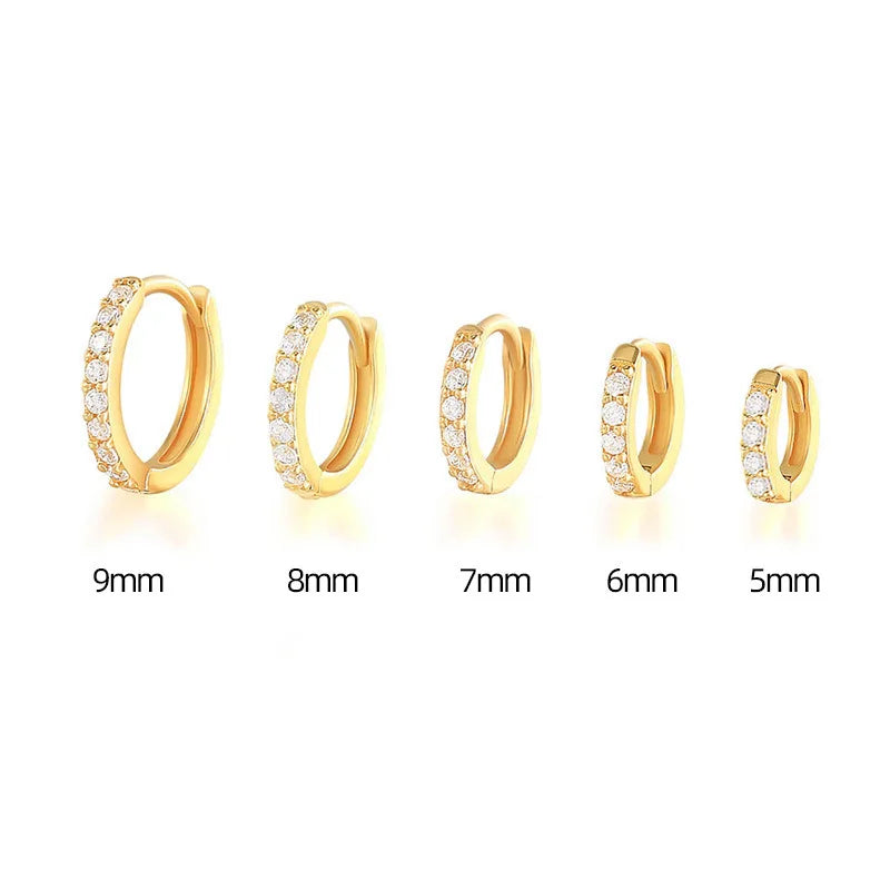 Rose Gold Plated Ear Cartilage Hoop Earrings With Cubic Zirconia Geometric Design For Daily Wear Unisex Fashion Jewelry