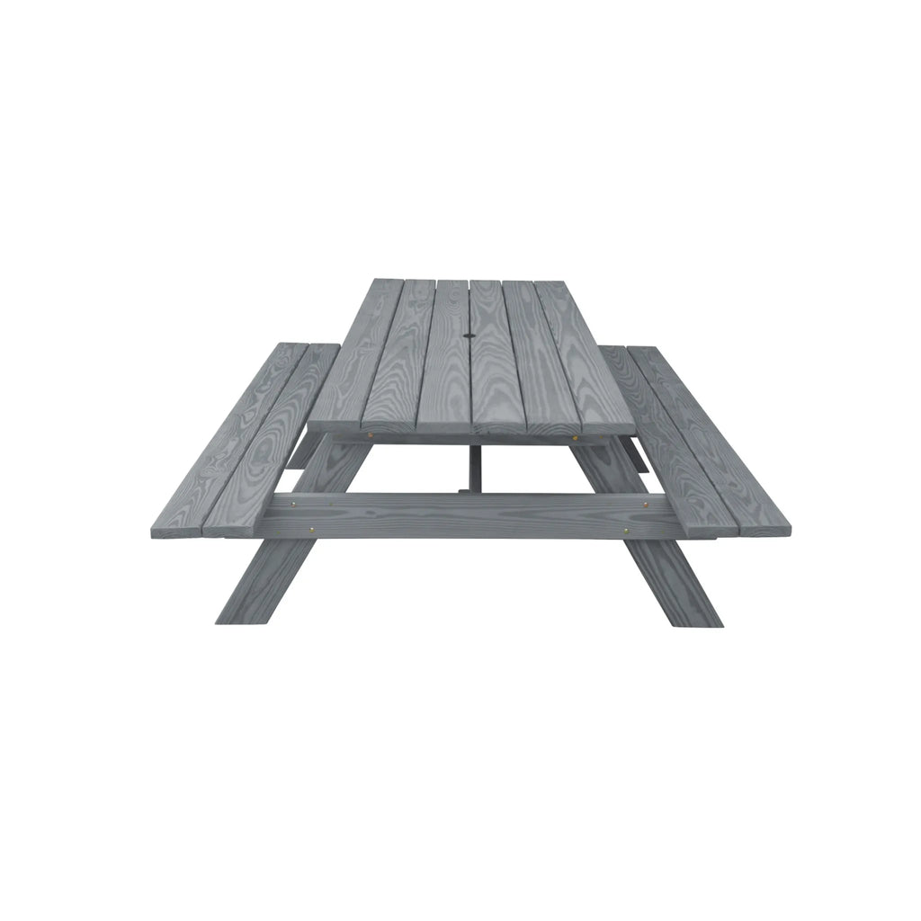 hms 94" Gray Solid Wood Outdoor Picnic Table with Umbrella Hole