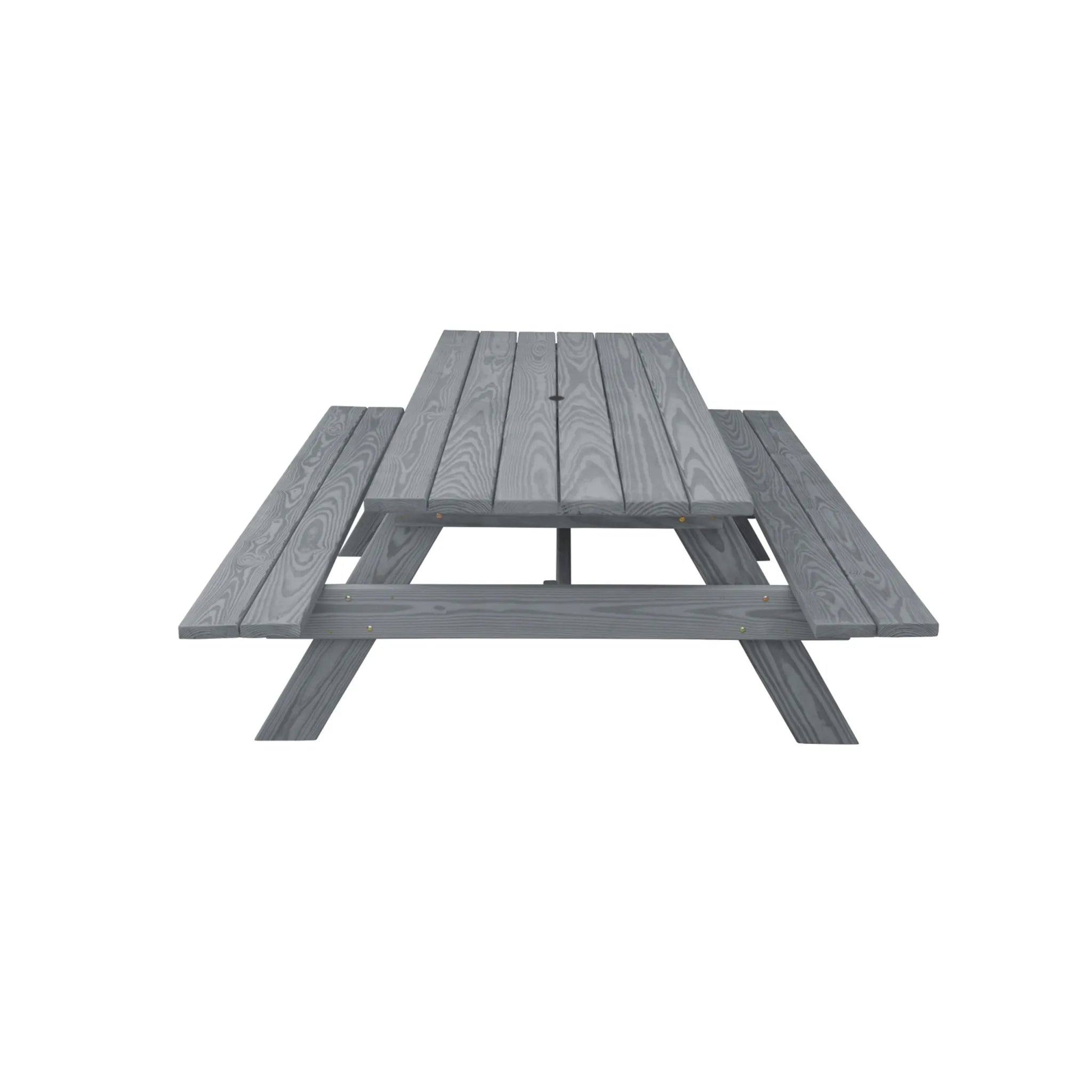 hms 94" Gray Solid Wood Outdoor Picnic Table with Umbrella Hole
