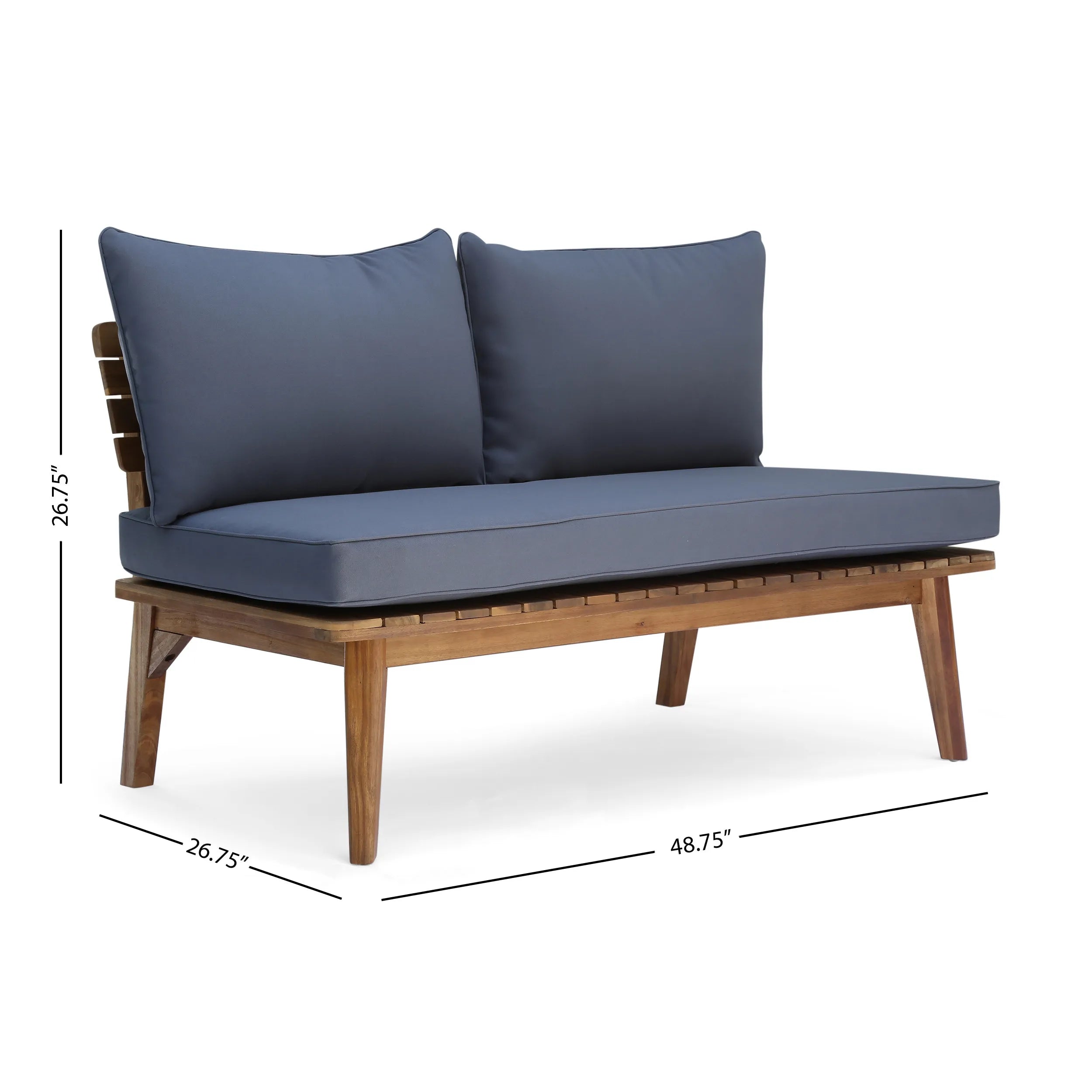 Modern Outdoor Patio Furniture Garden Set Loveseat Solid Wood & Fabric