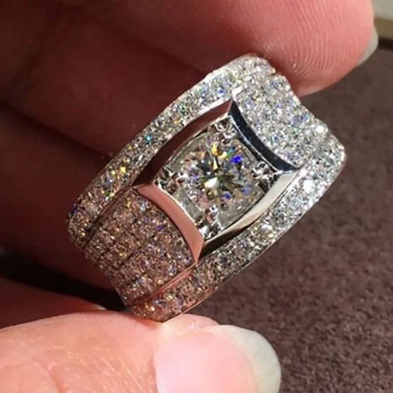 T0902 Women's White Gold Emerald Cut Diamond Ring Natural G Color Engagement Jewelry With Side Diamonds