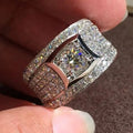 T0902 Women's White Gold Emerald Cut Diamond Ring Natural G Color Engagement Jewelry With Side Diamonds