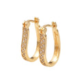 Zam Chanya 18K Gold Hoop Earrings with Brilliant Cut Pearl Channel Set Geometric Design Luxury Women's Jewelry