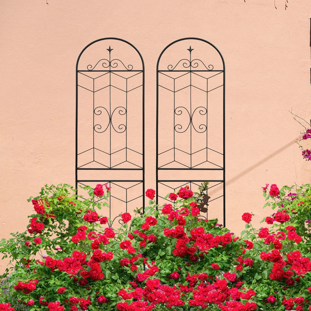 2 Pack Metal Garden Trellis 86.7" x 19.7" Rustproof Trellis for Climbing Plants Outdoor Flower Support Black