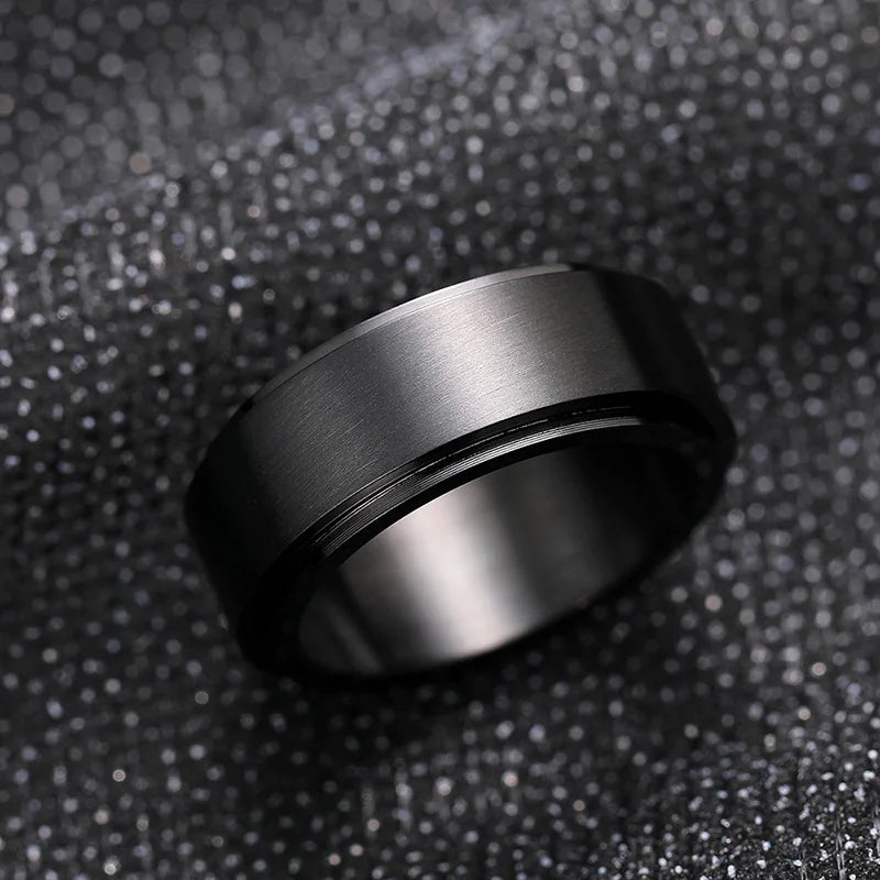 Dj055 Tungsten Men's Wedding Band Plain Black Rotating Design Engagement Fashion Jewelry 8mm Width No Stone