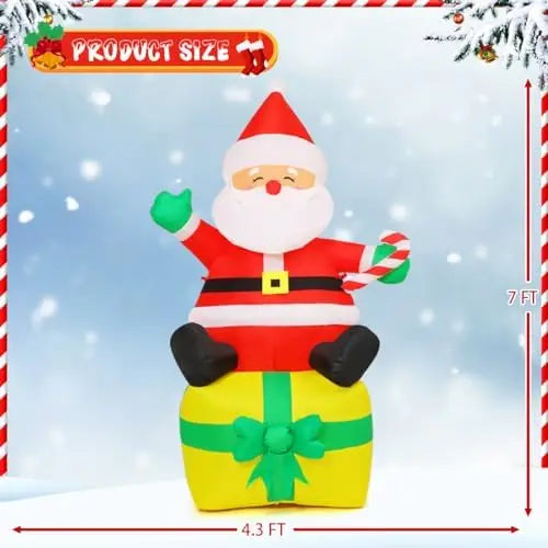 COMIN 7 Ft Christmas Indoor/Outdoor Party Decorations Santa Claus Figurine with LED Lights for Garden Lawn & Yard Blow Decor