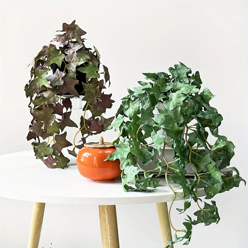 2pcs Faux Monstera & Copper Coin Grass Hanging Plants - Artificial Greenery for Indoor/Outdoor Decor, Perfect for Weddings,