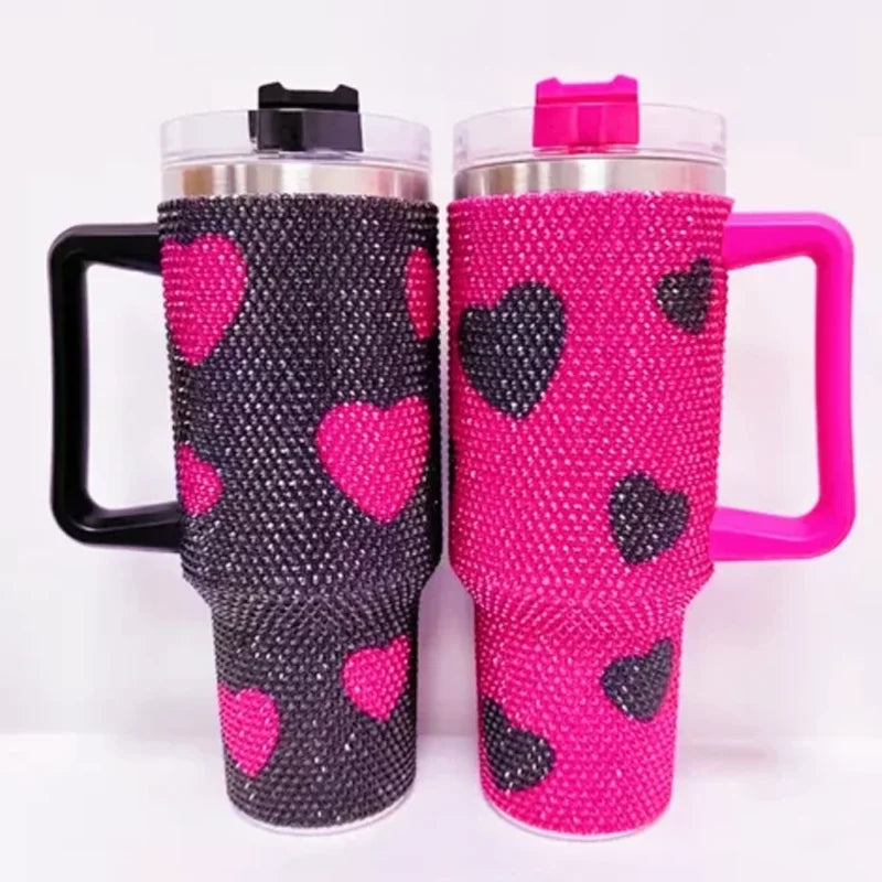 Us Warehouse 40 OZ Sparkle Rhinestone Shatterproof Travel Mug 40OZ insulated Tumbler for Home Office Outdoor Daily Use