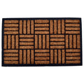 HMS Modern 18\" X 30\" Beige and Black Rubber and Coir Outdoor Door Mat Handmade Loomed Techniques for Home Use