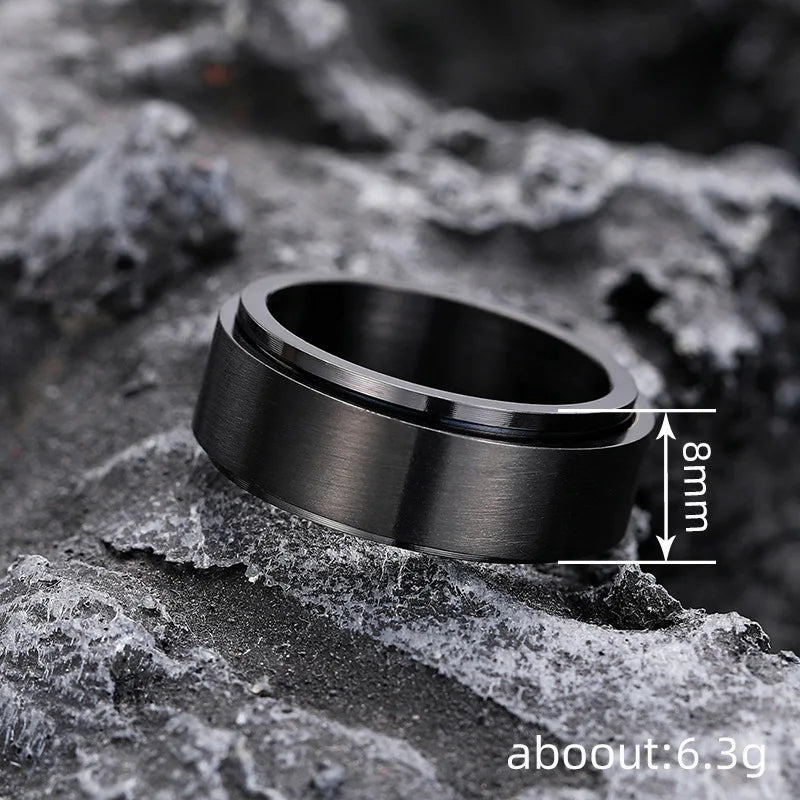 Dj055 Tungsten Men's Wedding Band Plain Black Rotating Design Engagement Fashion Jewelry 8mm Width No Stone