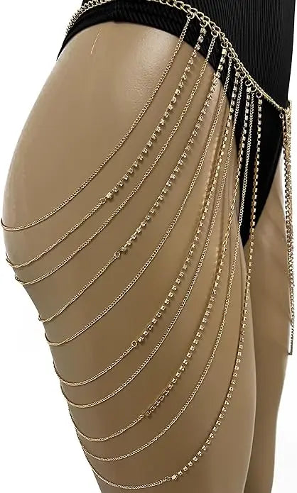 Layered Belly Waist Chains Rhinestone Metal Body Chain Belt Sexy Party Rave Carnival Body Jewelry Accessories Adjustable