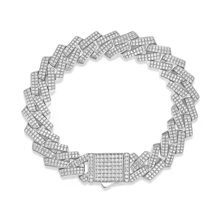 14mm Moissanite Cuban Link Bracelet S925 Silver D Color VVS 18K Gold Plated Iced Out Hip Hop Jewelry for Men Trendy Bracelet