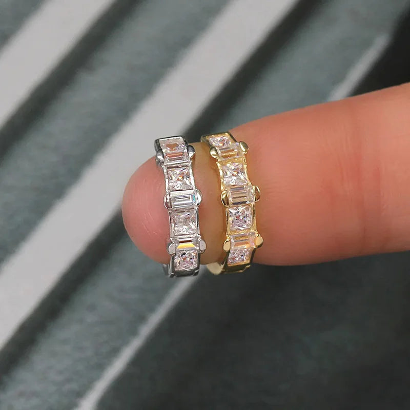 Luxury White Gold Diamond Ring 18K Solid Gold Baguette Cut G Color Natural Diamond Women's Everyday Wear Jewelry