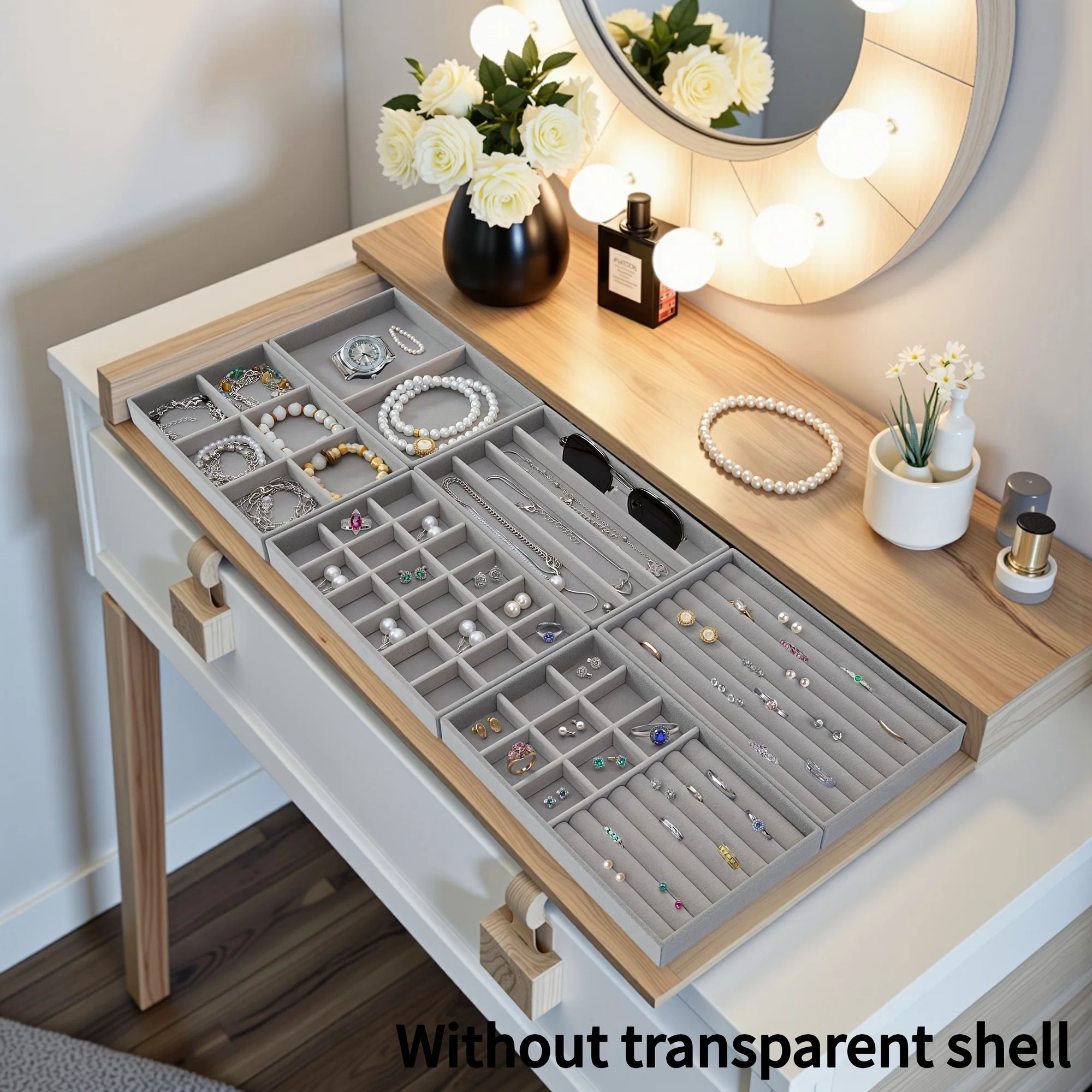 Transparent Home Desktop 5-Tier Countertop Drawer Jewelry Boxes.Multiple Options Available: 5-layer Jewelry Box or Set of 6