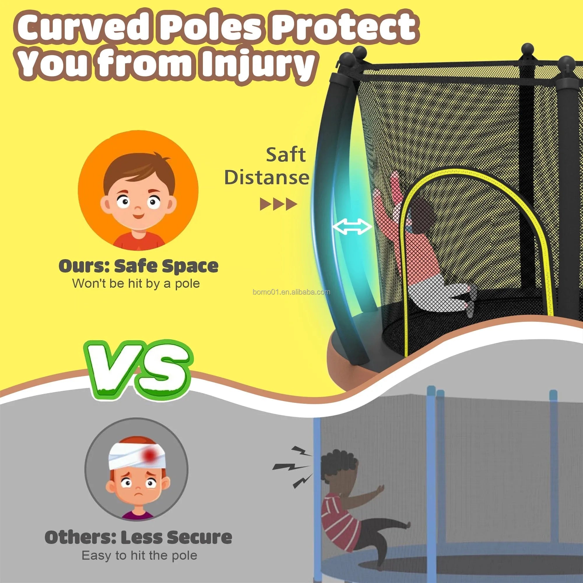 Zoshine Professional 60inch Kids Trampoline-Durable PVC Foam Steel Construction for Safe Outdoor Fun