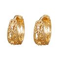 E4485 White Gold Hoop Earrings With Round Diamond Flower Design Claw Setting Women's Classic Fine Jewelry